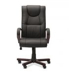 Кресло руководителя Империя кожа чёрная NL01/дерево - тёмный орех