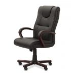 Кресло руководителя Империя кожа чёрная NL01/дерево - тёмный орех