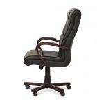 Кресло руководителя Империя кожа чёрная NL01/дерево - тёмный орех