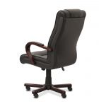 Кресло руководителя Империя кожа чёрная NL01/дерево - тёмный орех