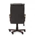 Кресло руководителя Империя кожа чёрная NL01/дерево - тёмный орех