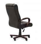 Кресло руководителя Империя кожа чёрная NL01/дерево - тёмный орех
