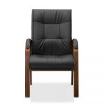 Кресло посетителя Империя H W чёрная NL01/ дерево - орех гамильтон