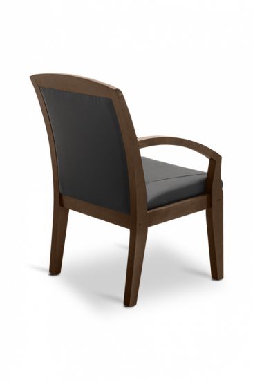 Кресло посетителя Граф с утяжкой экокожа премиум белая CN2 / дерево - дуб мелвилл