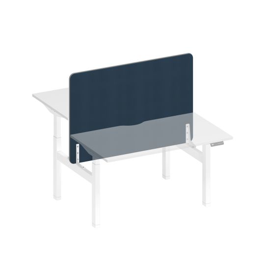 Экран настольный фронтальный тканевый синий (Bahama Denim) / белый гладкий