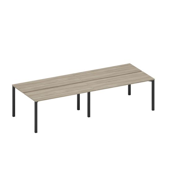 Рабочая станция на металлокаркасе, столешницы (4*160) вяз либерти/ черный гладкий