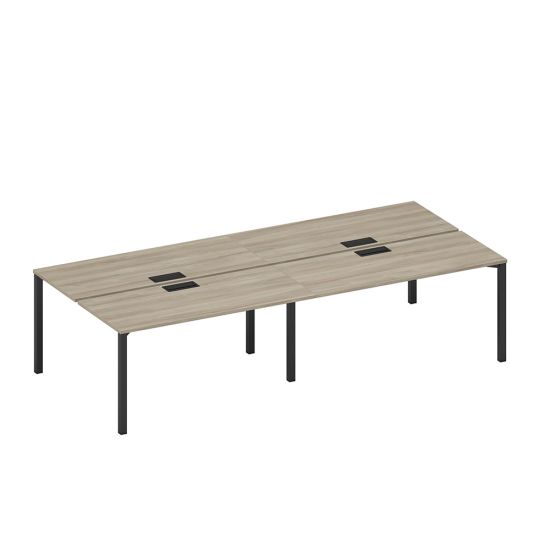 Рабочая станция на металлокаркасе, столешницы с заглушкой (4*160) вяз либерти/ черный гладкий